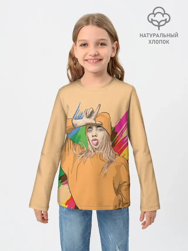 Детский лонгслив с принтом «Billie Eilish»