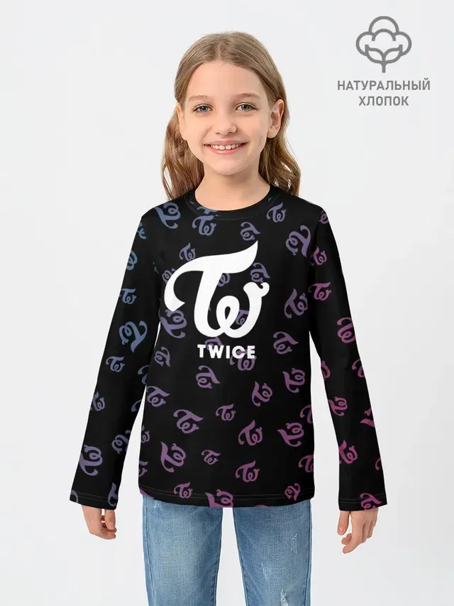 Детский лонгслив с принтом «Twice»