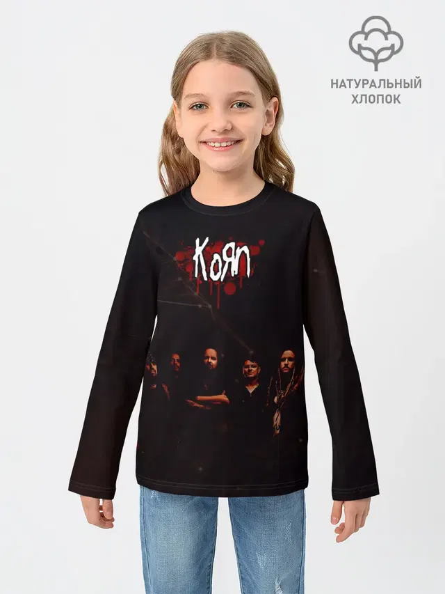 Детский лонгслив с принтом «KoЯn — Korn»