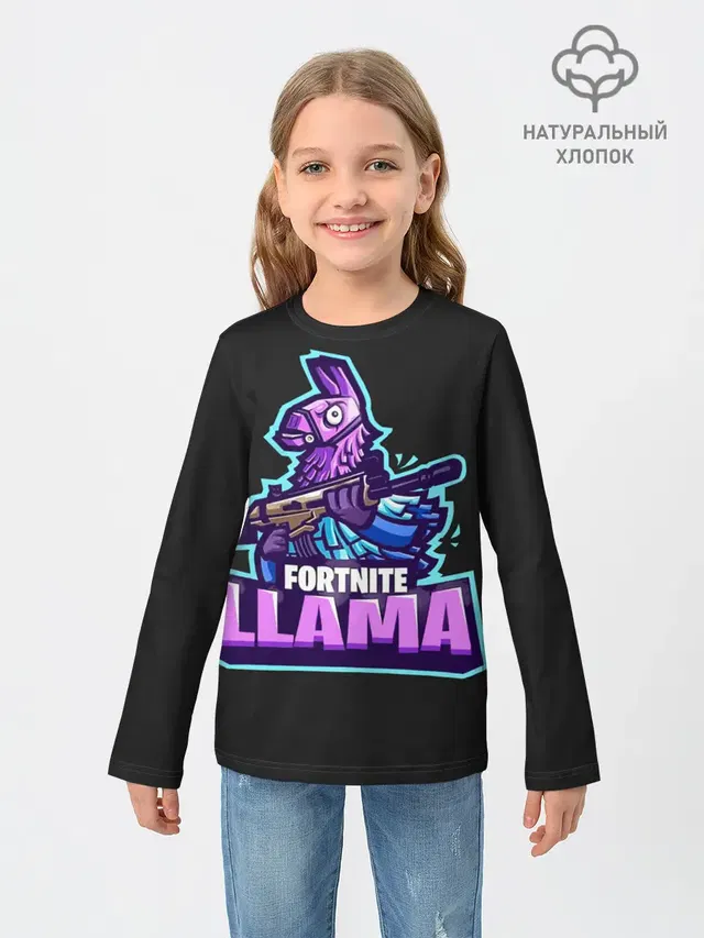 Детский лонгслив с принтом «Фортнайт — Fortnite LLAMA»