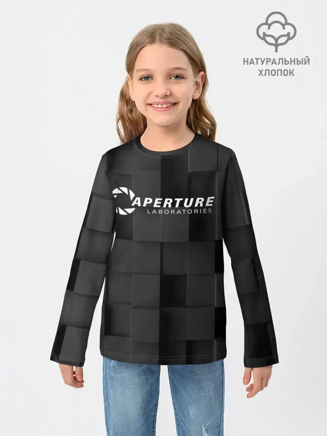 Детский лонгслив с принтом «Aperture Laboratories»
