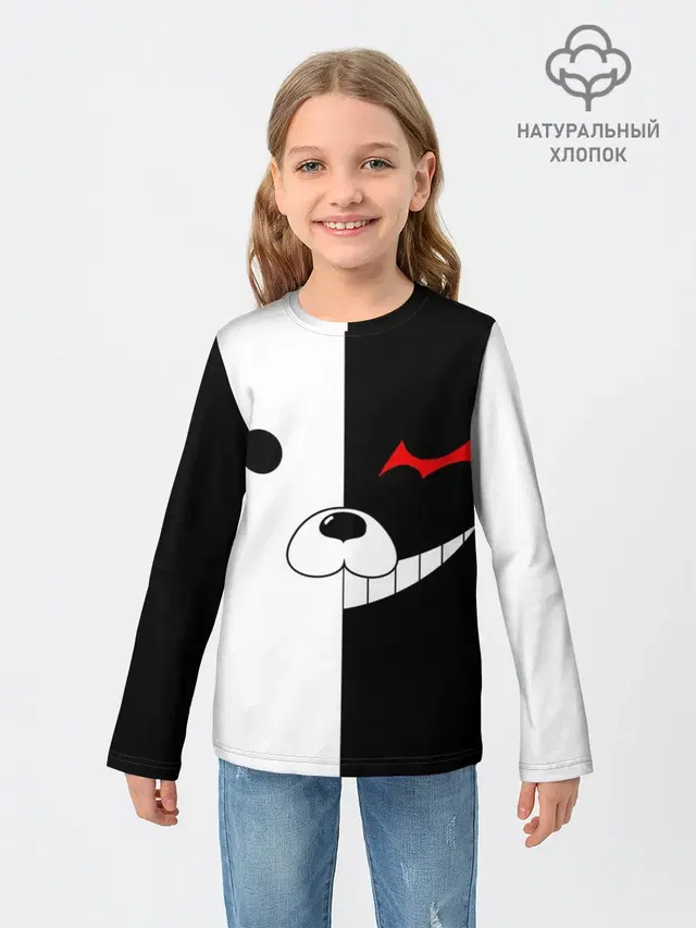 Детский лонгслив с принтом «Monokuma»