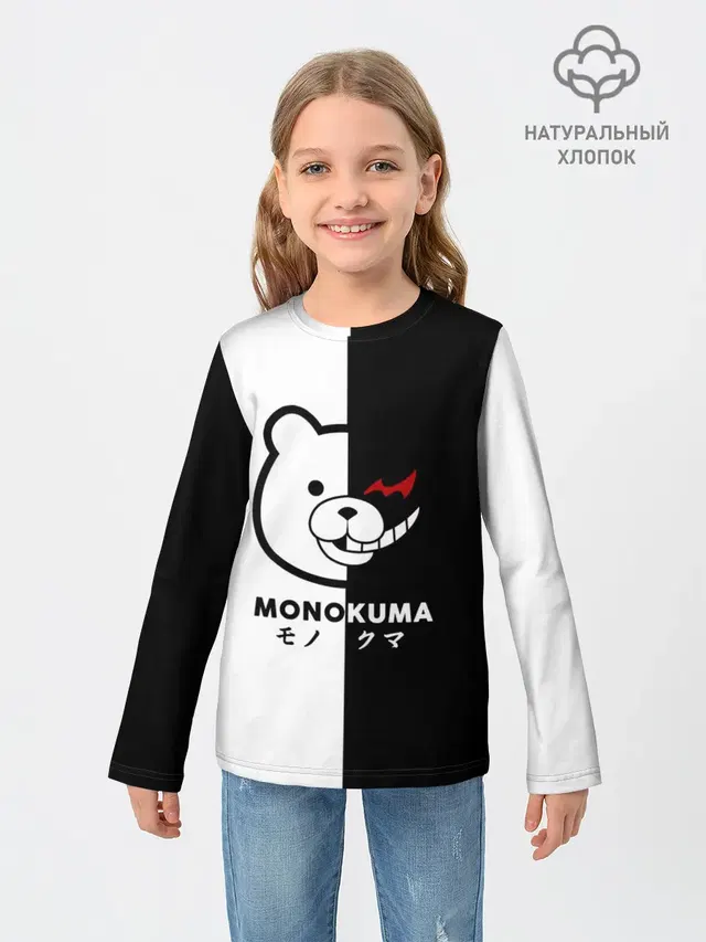Детский лонгслив с принтом «Monokuma»
