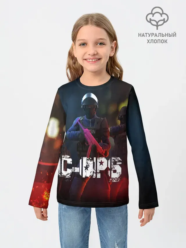 Детский лонгслив с принтом «Разные игры — C-OPS»