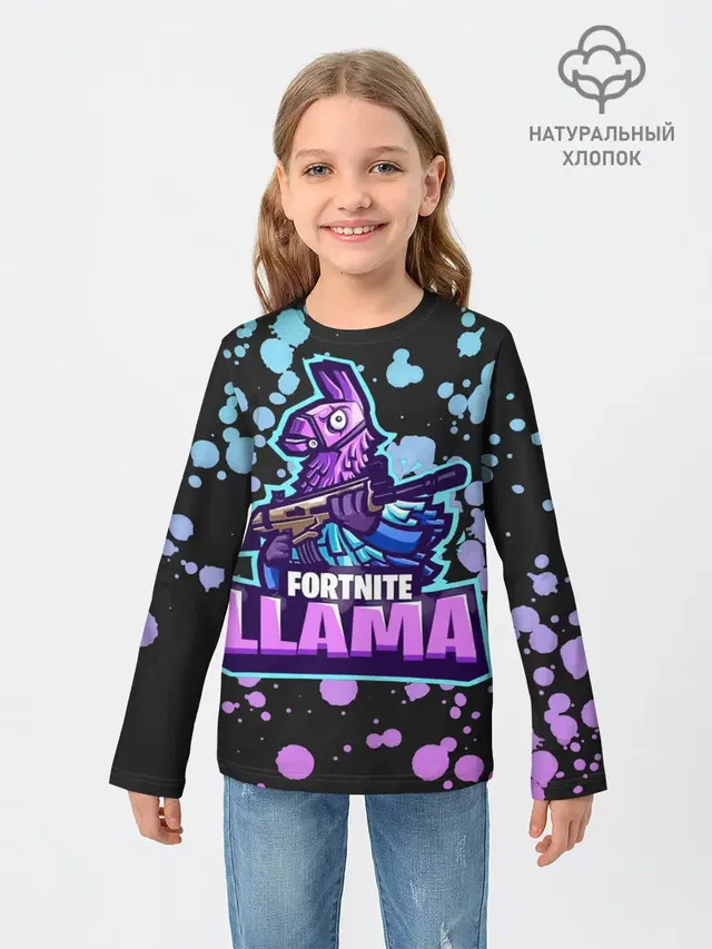 Детский лонгслив с принтом «Фортнайт — Fortnite LLAMA»