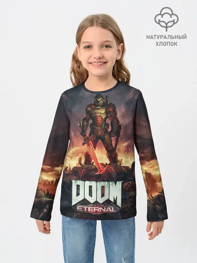 Детский лонгслив с принтом «Дум — DOOM ETERNAL»