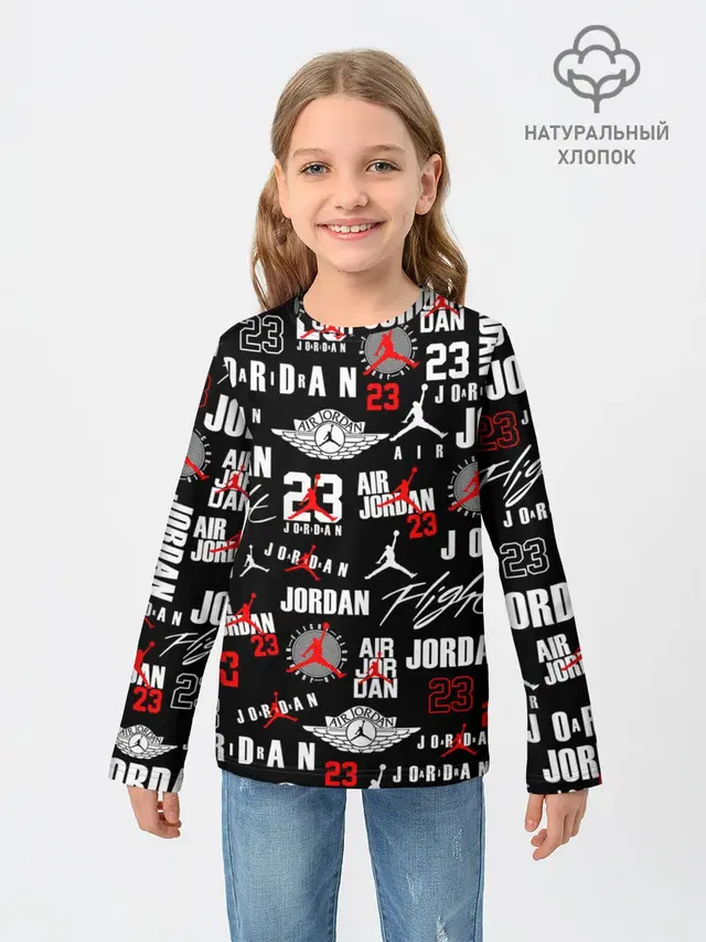 Детский лонгслив с принтом «НБА — MICHAEL JORDAN LOGOBOMBING»