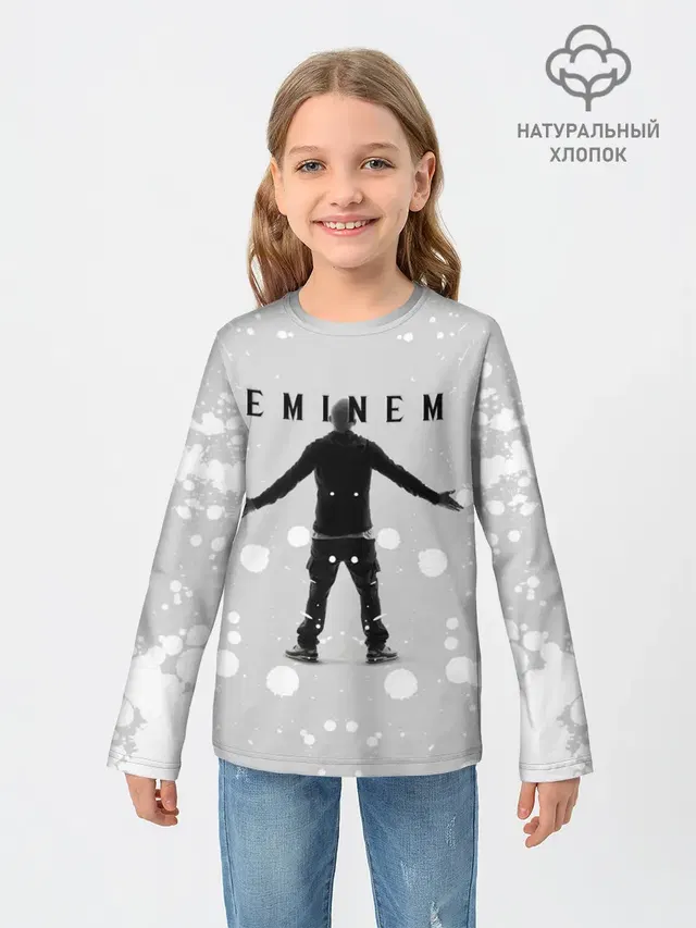 Детский лонгслив с принтом «Eminem — ЭМИНЕМ»