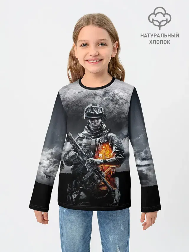 Детский лонгслив с принтом «Soldier»