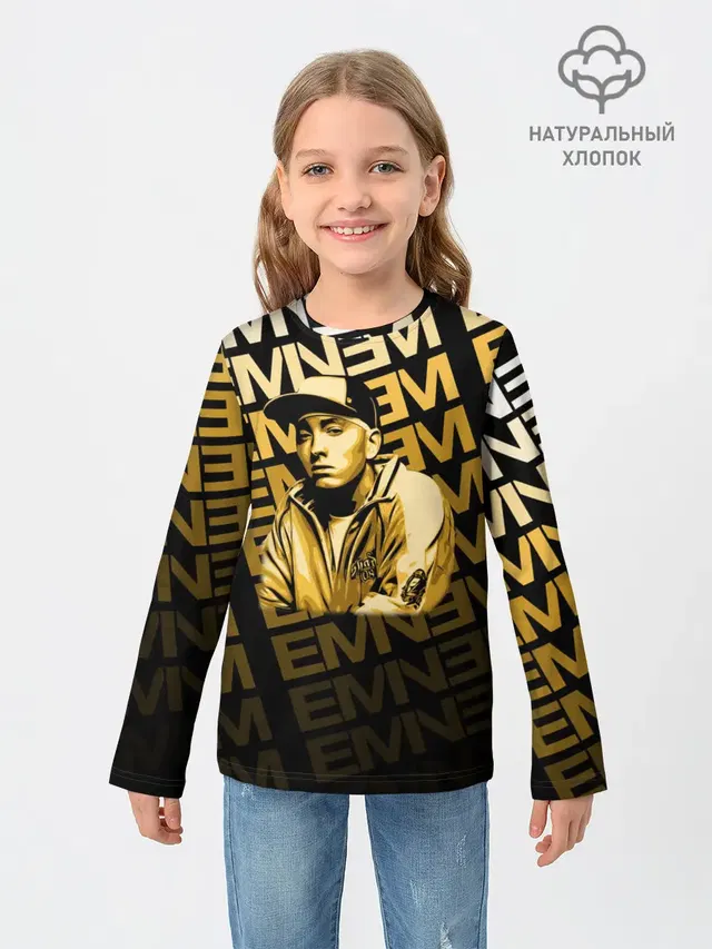 Детский лонгслив с принтом «Eminem»