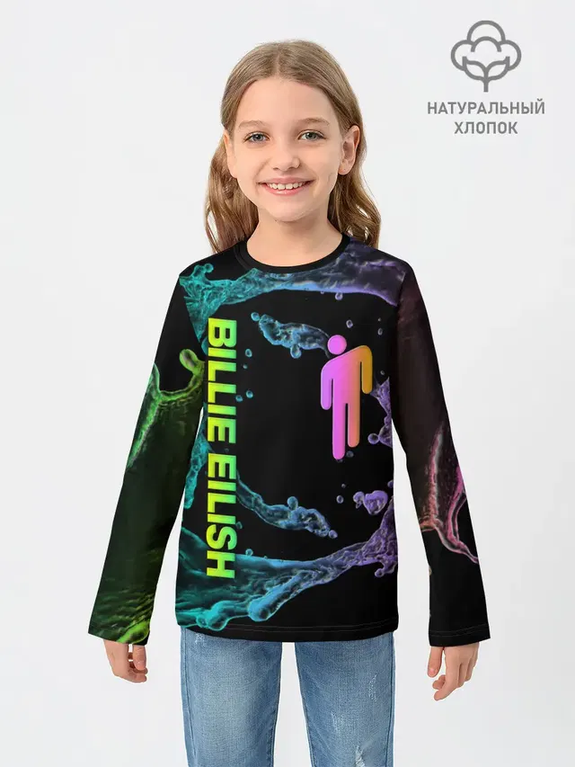 Детский лонгслив с принтом «Billie Eilish»