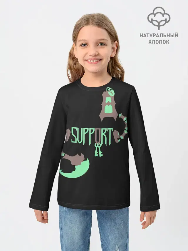 Детский лонгслив с принтом «Support»