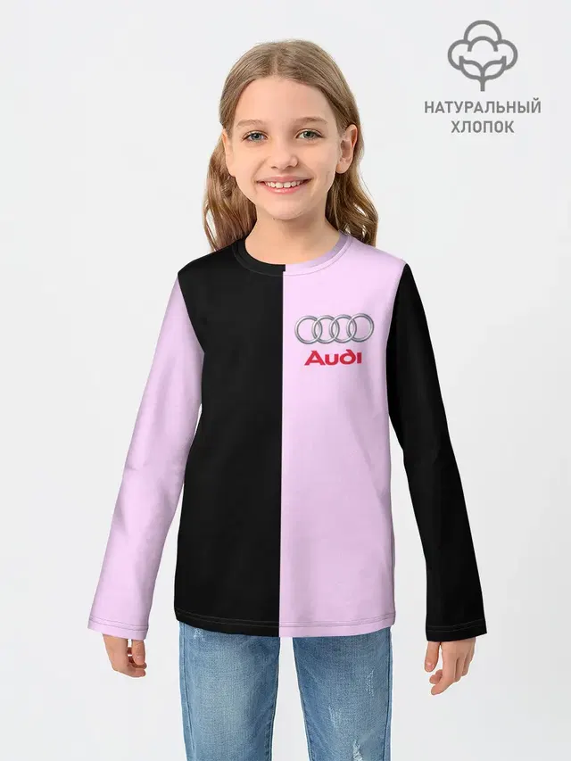 Детский лонгслив с принтом «Audi — AUDI PINK»