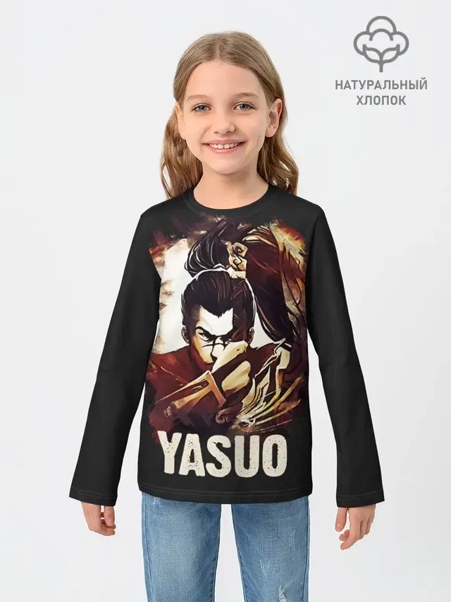 Детский лонгслив с принтом «Yasuo»