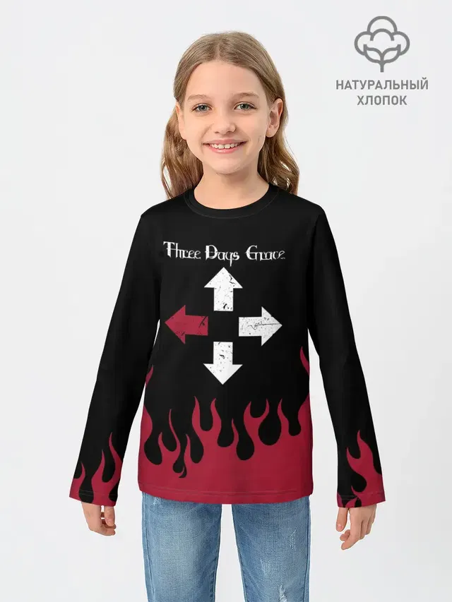 Детский лонгслив с принтом «Three Days Grace»