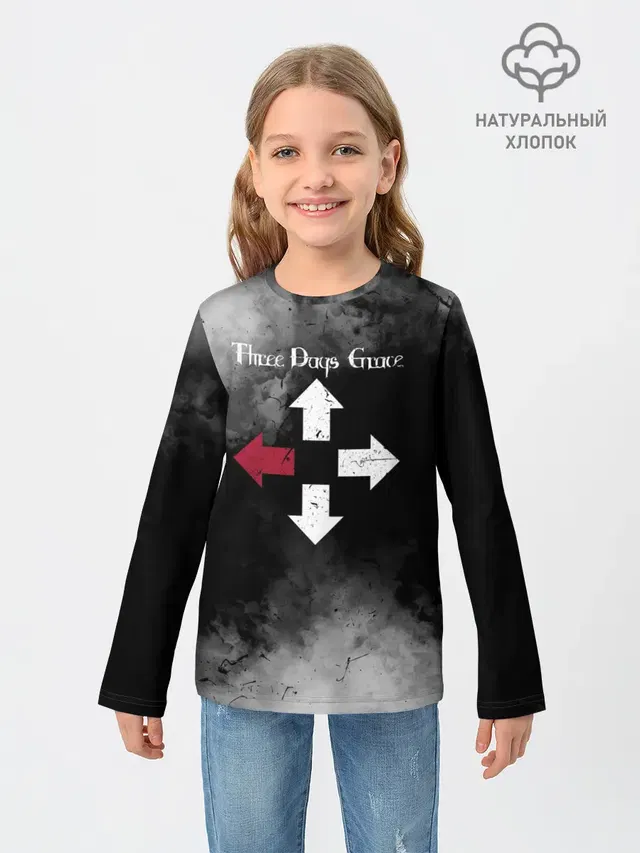 Детский лонгслив с принтом «Three Days Grace»