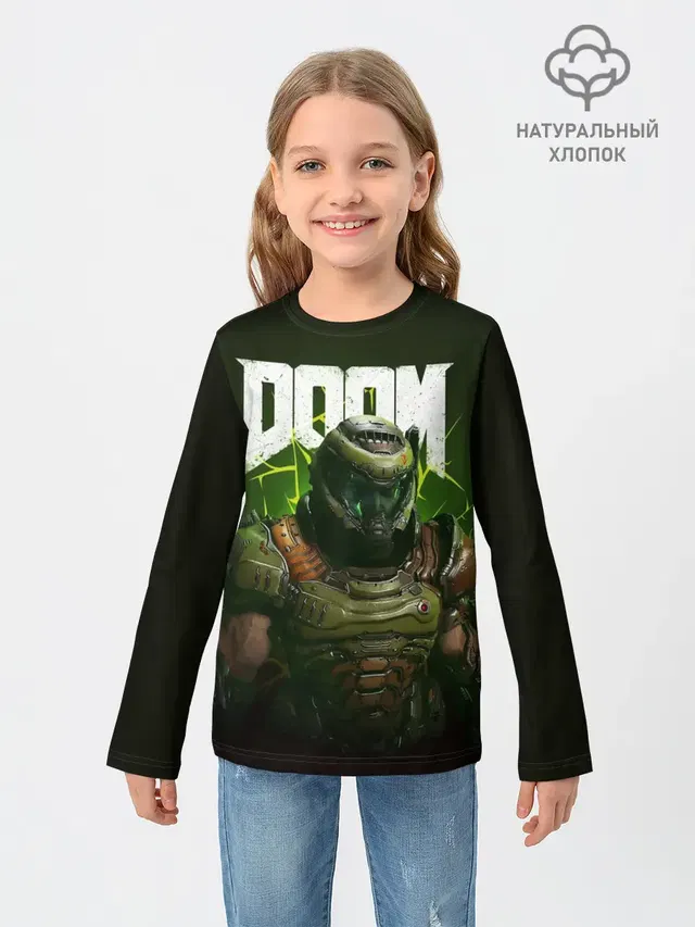 Детский лонгслив с принтом «Дум — Doom Eternal»