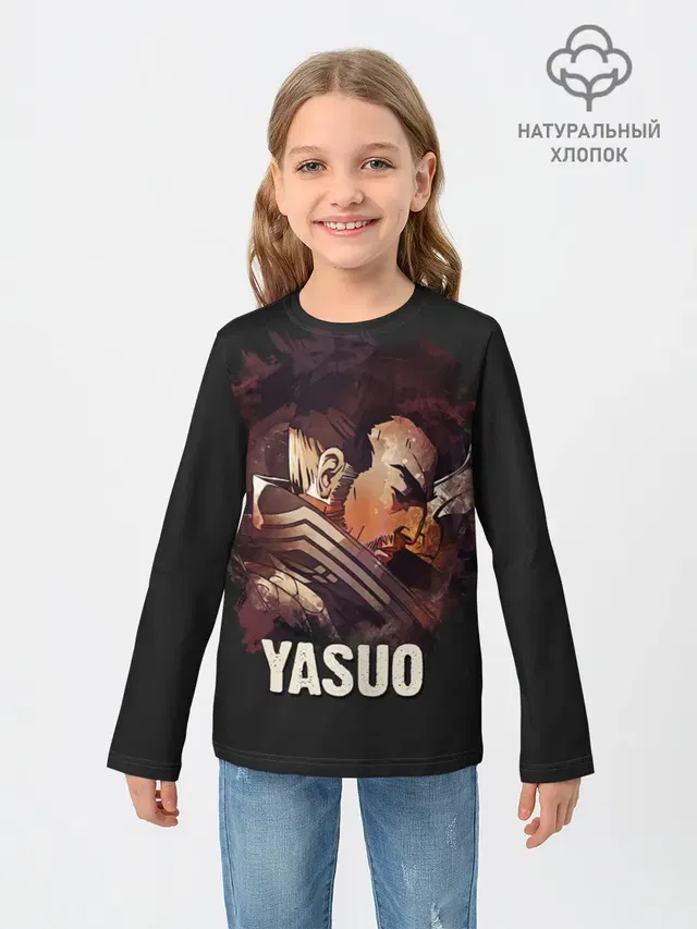Детский лонгслив с принтом «Yasuo»
