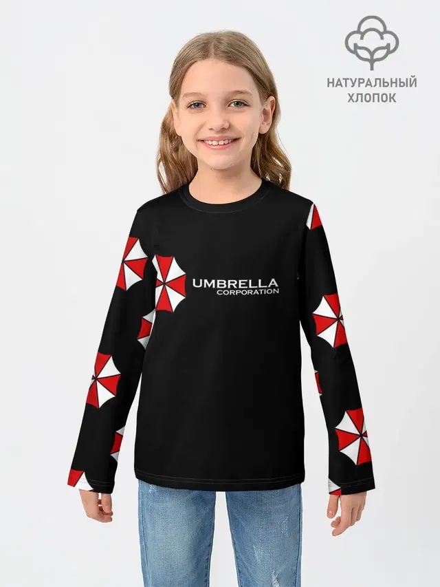 Детский лонгслив с принтом «Корпорация Umbrella — Umbrella Corporation»