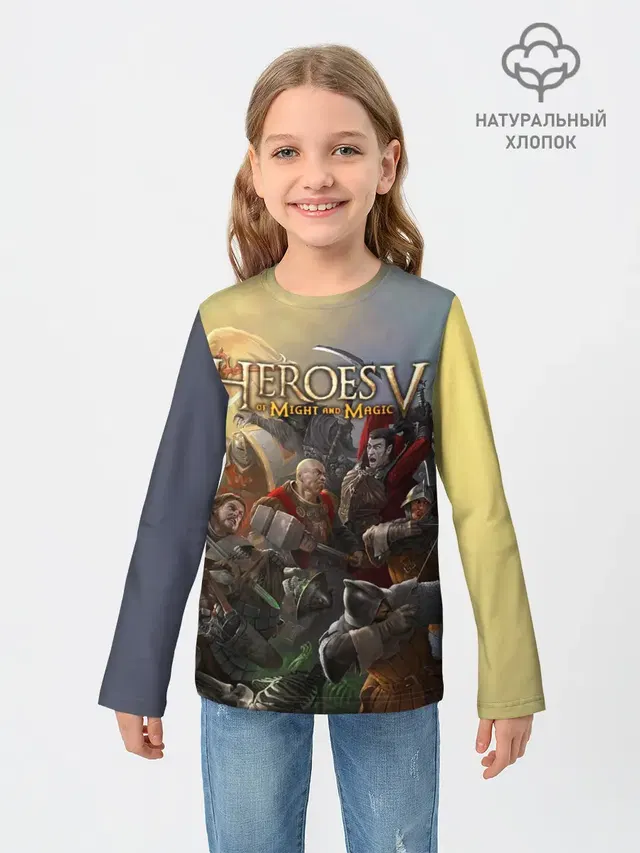 Детский лонгслив с принтом «Heroes — Heroes of Might and Magic»