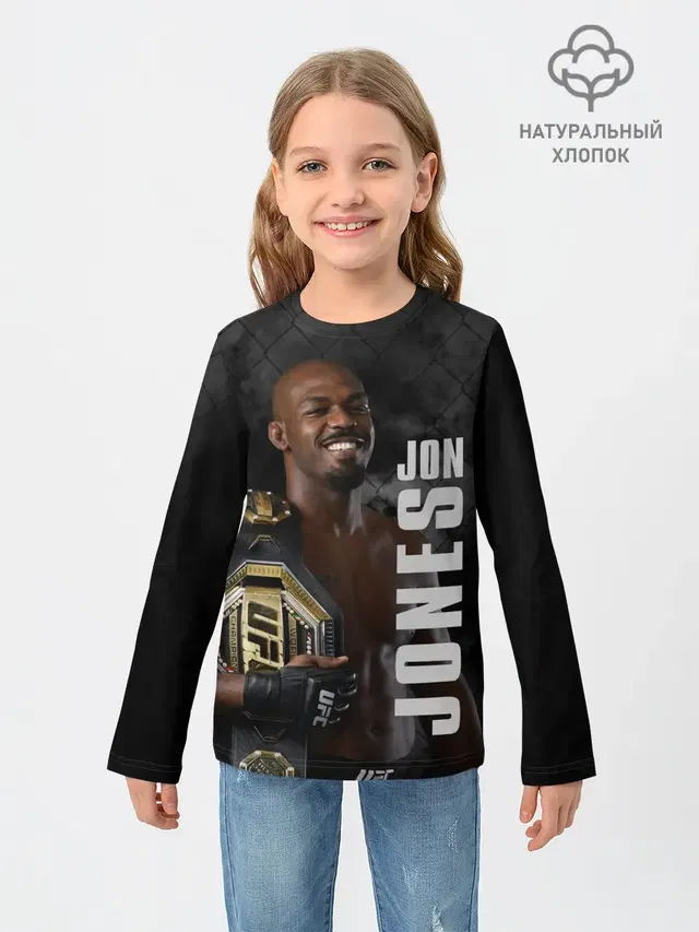 Детский лонгслив с принтом «MMA — Jon Jones — Джон Джонс»