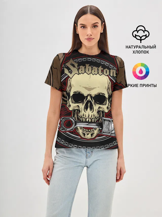 Женская базовая футболка с принтом «Skull»