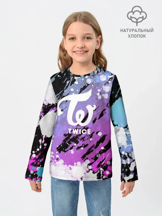 Детский лонгслив с принтом «Twice»