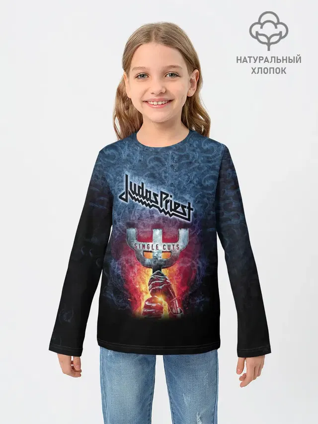 Детский лонгслив с принтом «heavy metal»