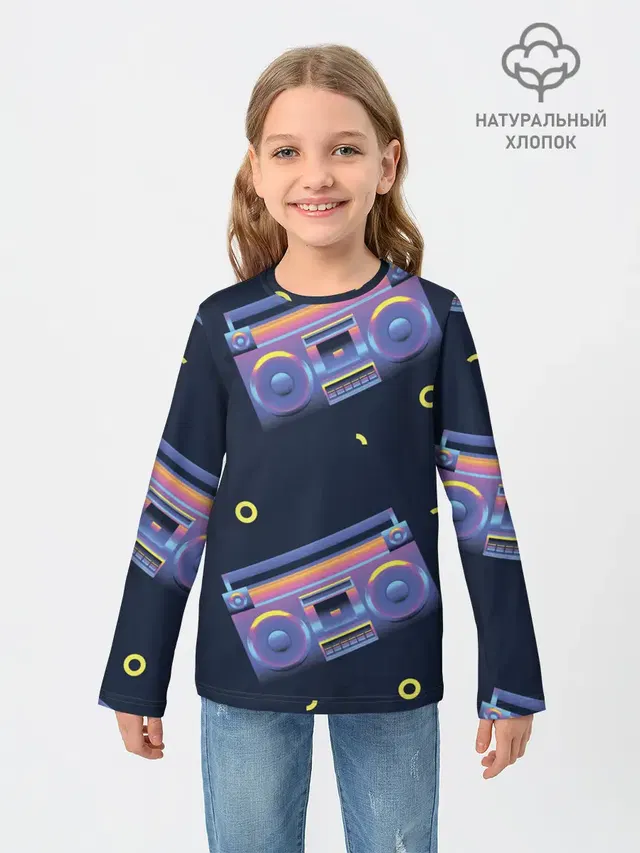 Детский лонгслив с принтом «Retro — Retro style»