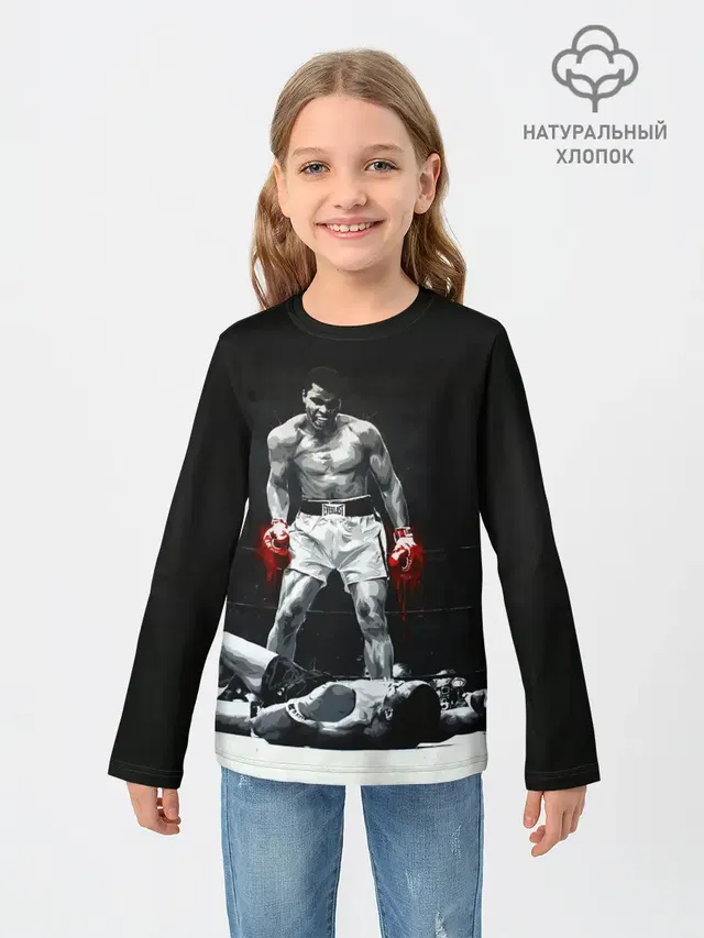 Детский лонгслив с принтом «Мухаммед Али — Muhammad Ali»