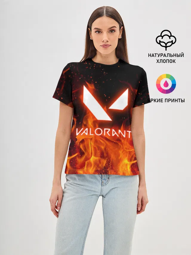 Женская базовая футболка с принтом «Valorant»