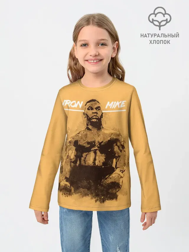 Детский лонгслив с принтом «Майк Тайсон — Iron Mike»