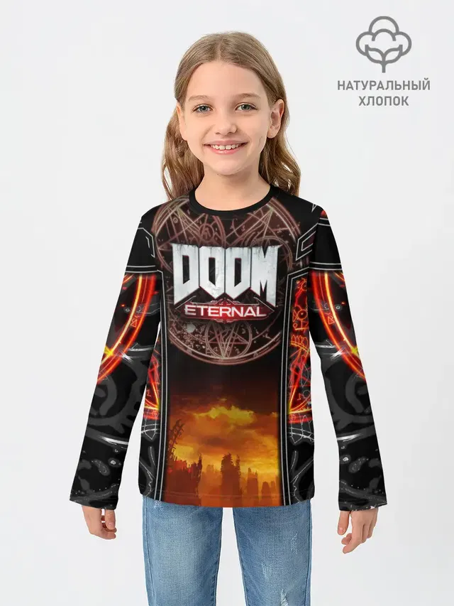 Детский лонгслив с принтом «Дум — DOOM ETERNAL»