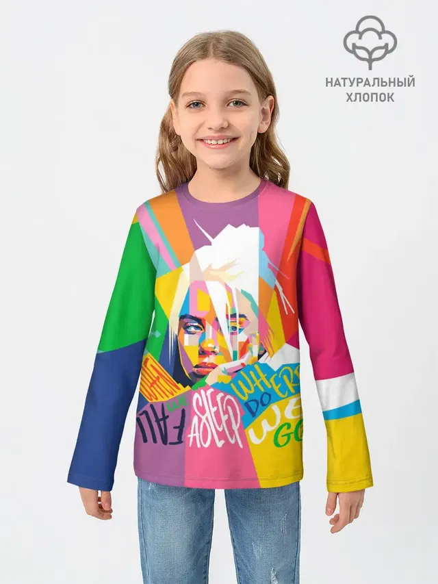 Детский лонгслив с принтом «Billie Eilish»