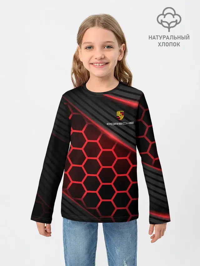 Детский лонгслив с принтом «Hexagon — ПОРШЕ»