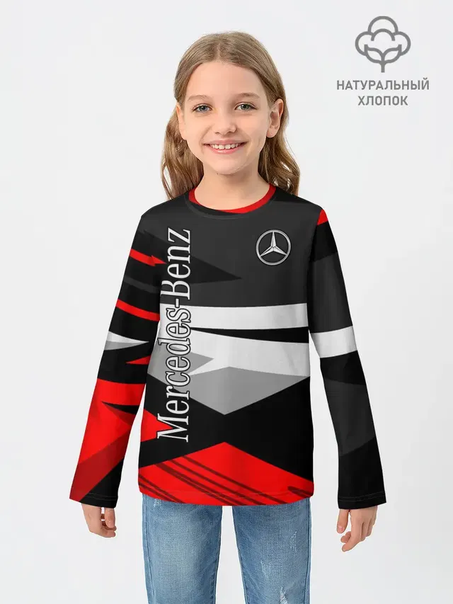 Детский лонгслив с принтом «Abstract Geometric Design — Mercedes-Benz»
