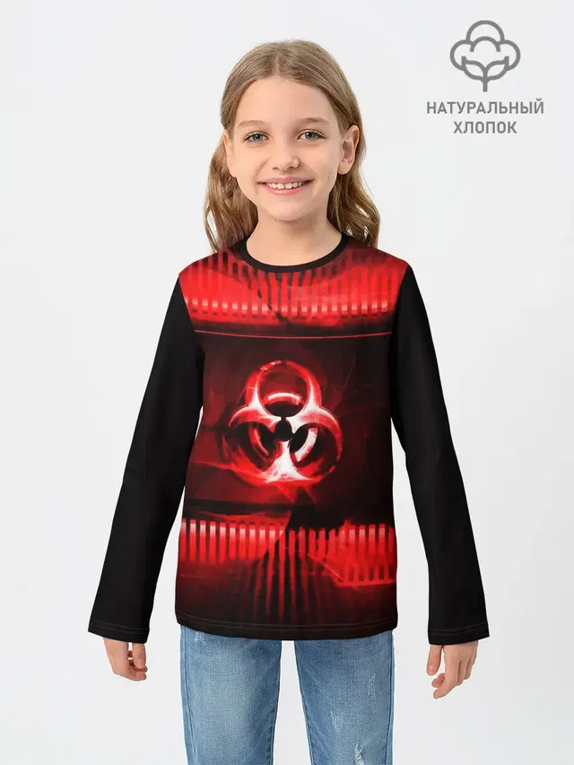 Детский лонгслив с принтом «Biohazard»