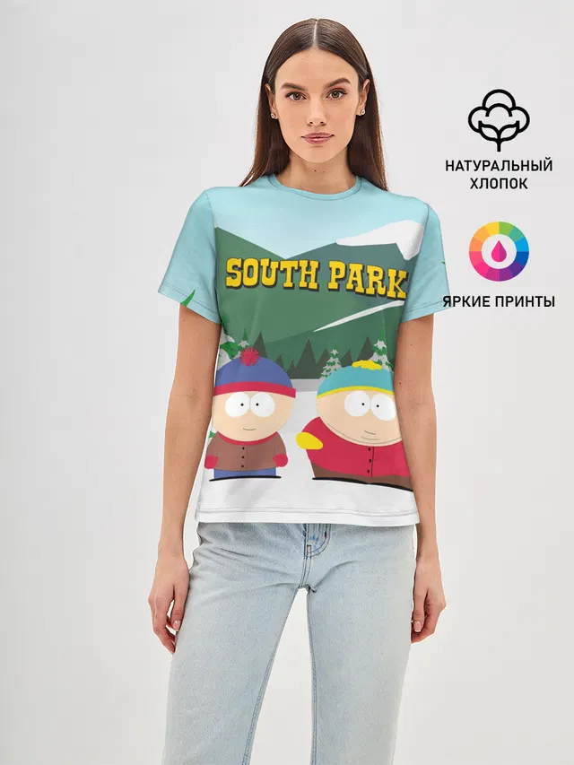 Женская базовая футболка с принтом «Разное — ЮЖНЫЙ ПАРК — SOUTH PARK»