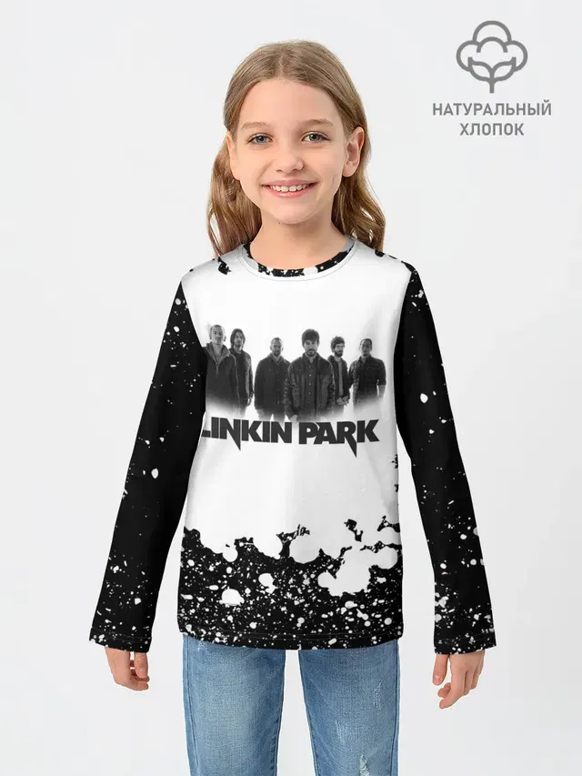 Детский лонгслив с принтом «Music band»