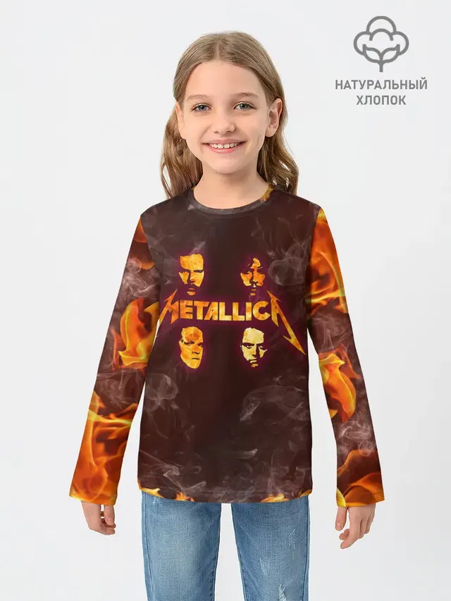 Детский лонгслив с принтом «Metallica — Fire Rock»
