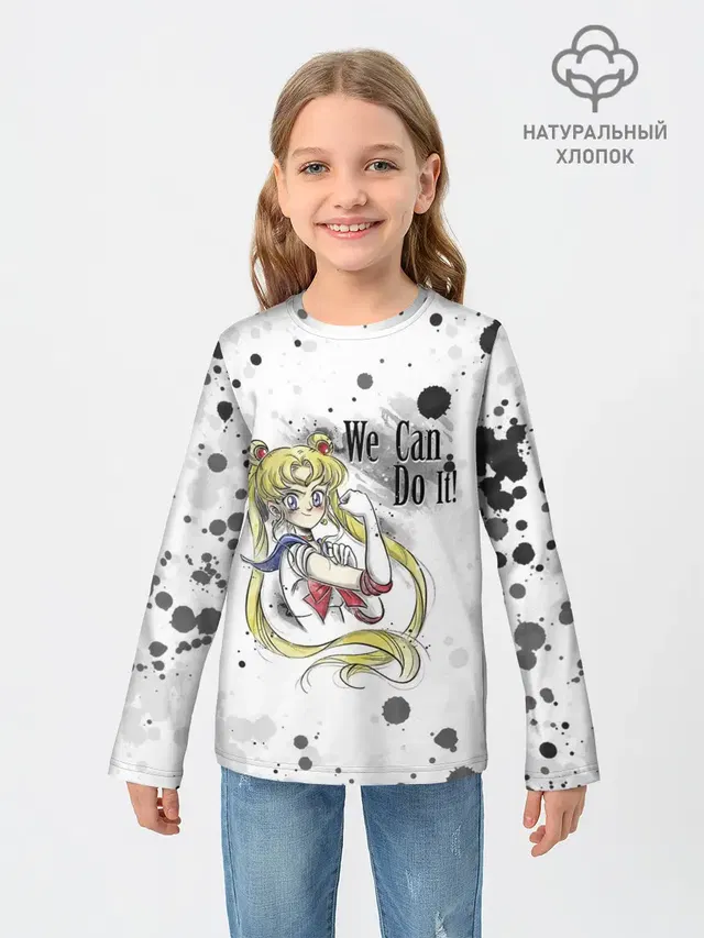 Детский лонгслив с принтом «We Can Do It! — Sailor Moon. We can do it!»