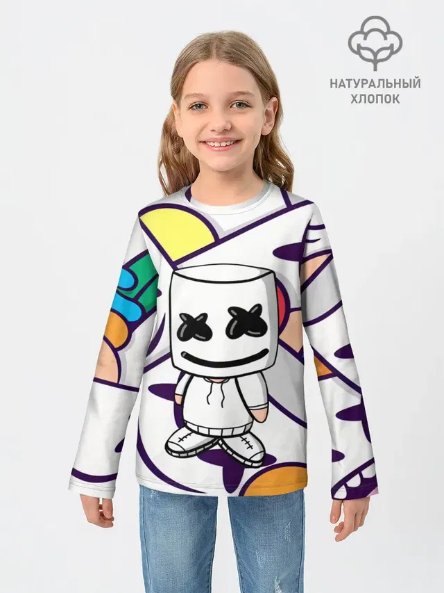 Детский лонгслив с принтом «Marshmello»
