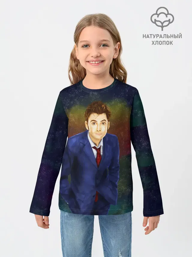 Детский лонгслив с принтом «Tenth Doctor»