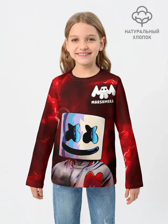 Детский лонгслив с принтом «Marshmello»