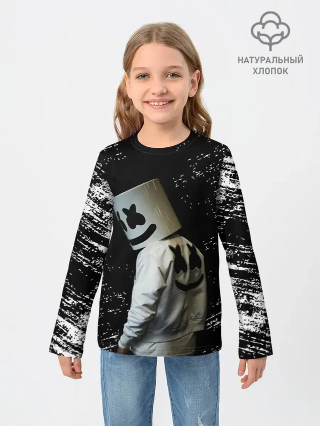 Детский лонгслив с принтом «Marshmello»