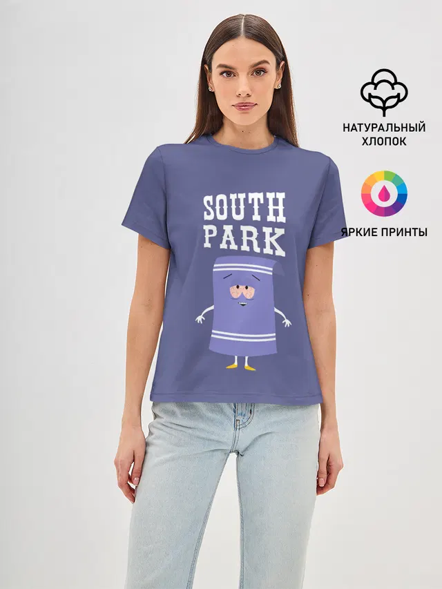 Женская базовая футболка с принтом «Разное — South Park Полотенчико — Южный парк»