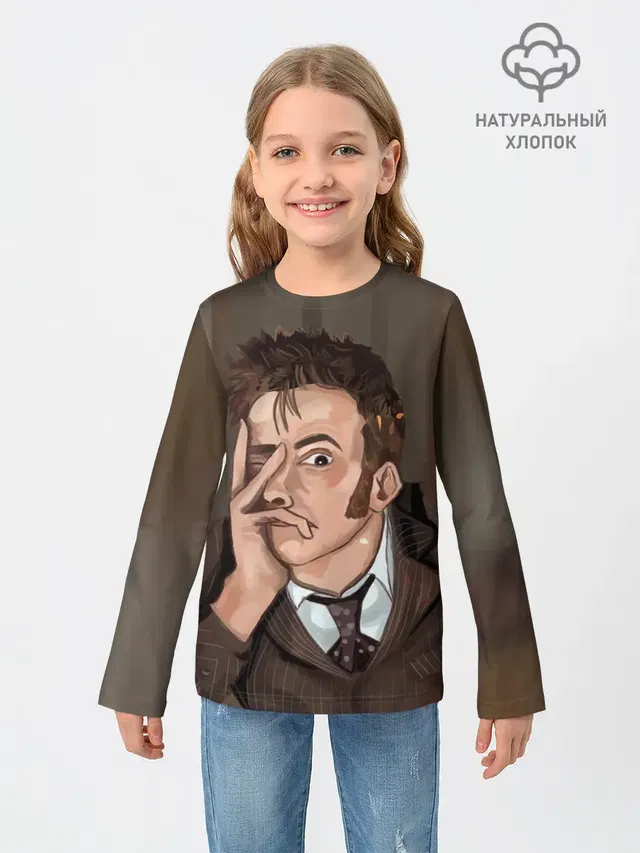 Детский лонгслив с принтом «10Th Doctor WHO»