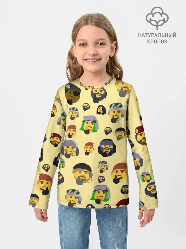 Детский лонгслив с принтом «Популярные — Thinking emoji skins»