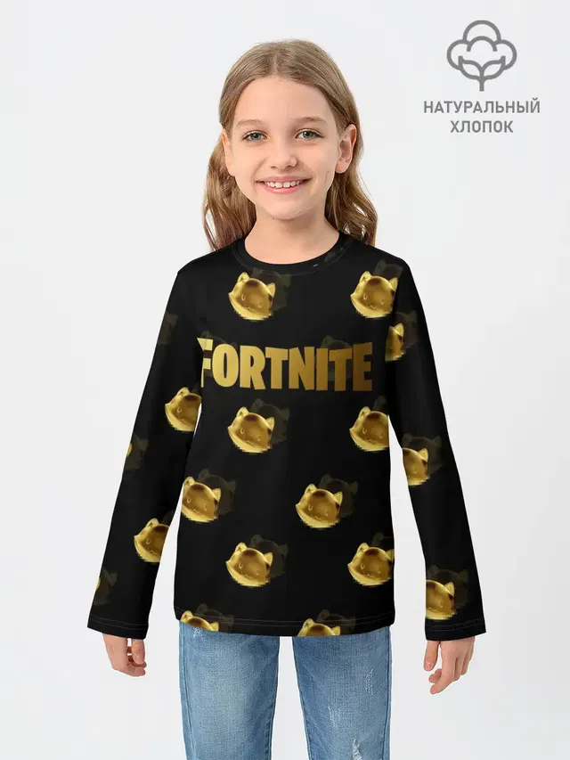 Детский лонгслив с принтом «Фортнайт — Fortnite gold»