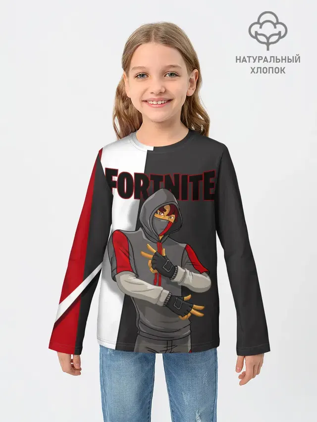 Детский лонгслив с принтом «Фортнайт — IKONIK»
